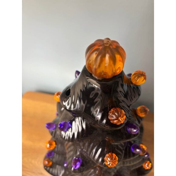 Mr Halloween Ceramic Black with Lights Nostalgic Tree 14” Mr Christmas Works - Picture 4 of 9